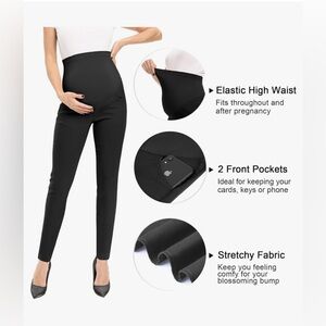 NWT black skinny maternity pants with stretch belly band size small